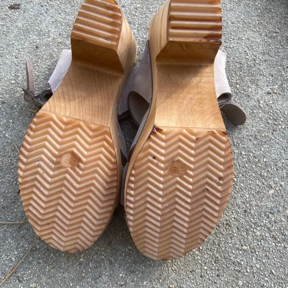 Suede Platform Clog Sandals in Taupe - Picture 5 of 6